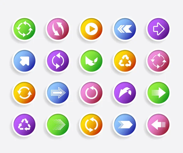 Iconos coloridos de flecha vectorial redonda con sombra — Archivo Imágenes Vectoriales