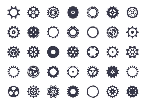 Icônes de roue à engrenages vectoriels simples sur blanc — Image vectorielle