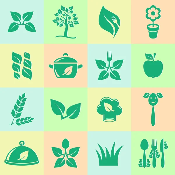 Iconos de cocina ecológica — Vector de stock