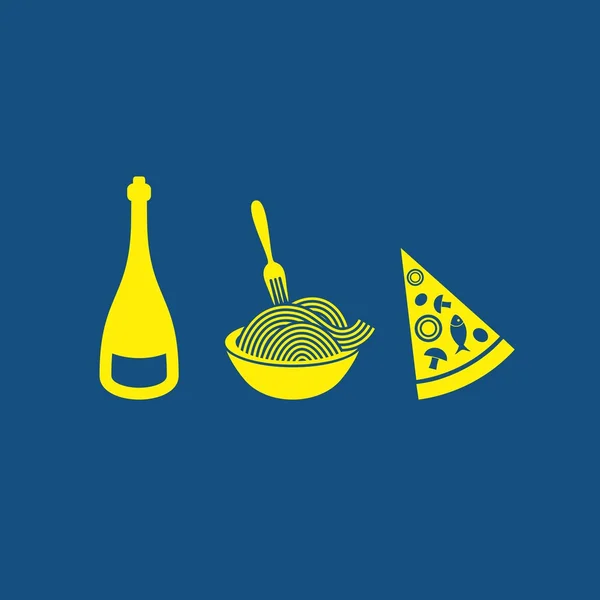 Iconos de comida italiana — Vector de stock