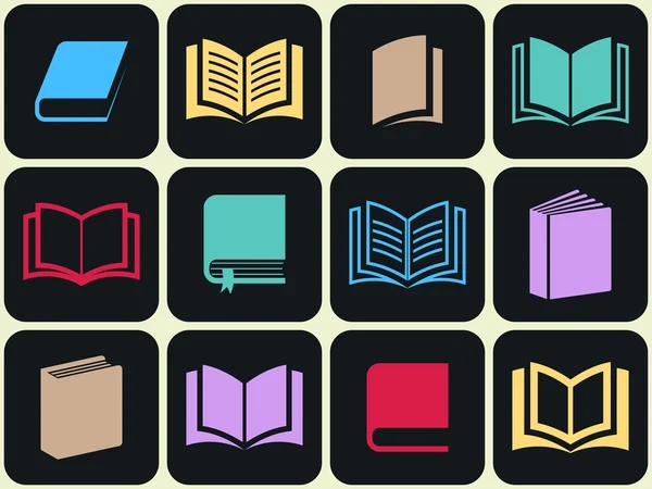 Colorful book icon set — Stock Vector