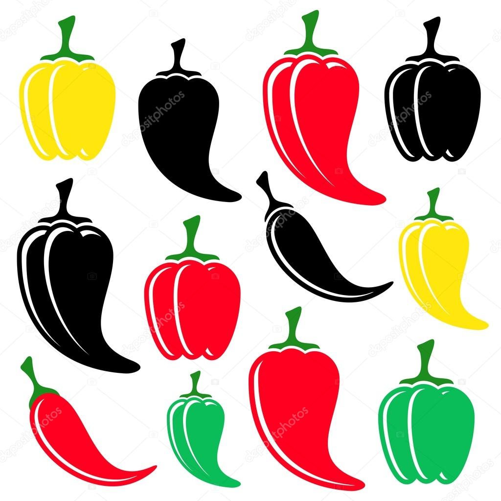 Colorful and black peppers