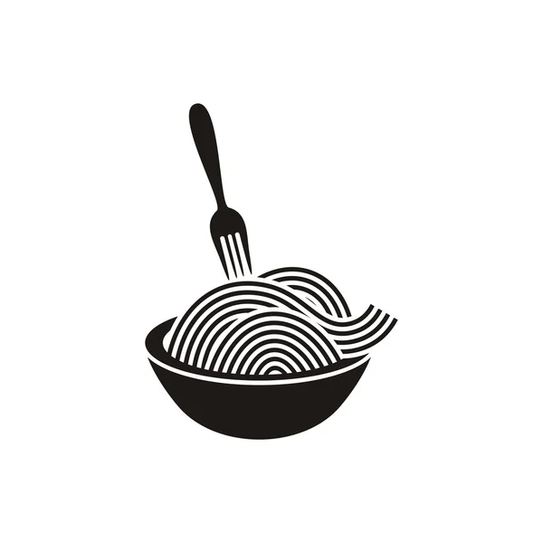 Spaghetti met vork pictogram — Stockvector