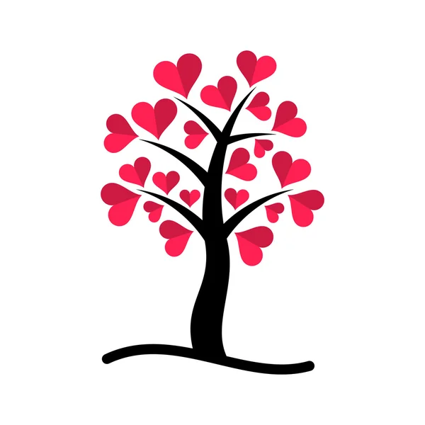 Árbol con corazones rojos — Archivo Imágenes Vectoriales