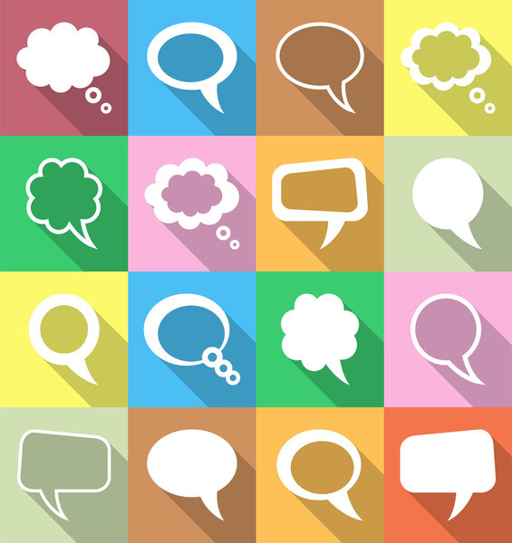 Colorful speech and thought bubbles