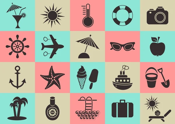 Colección de iconos de verano — Vector de stock