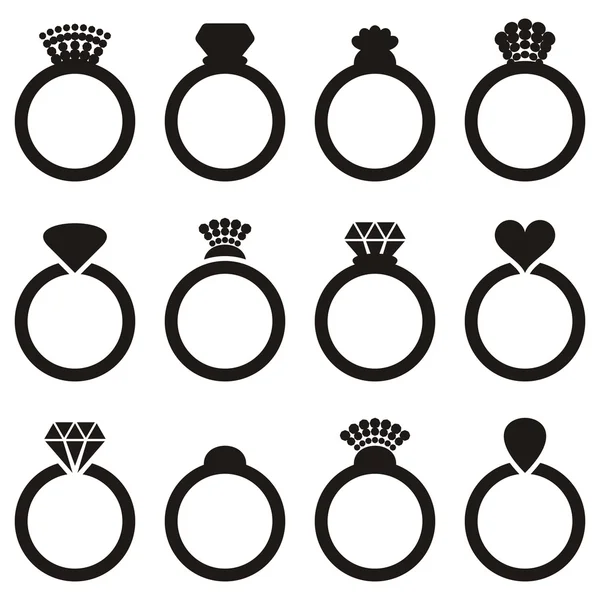 Ícones de anel de casamento —  Vetores de Stock