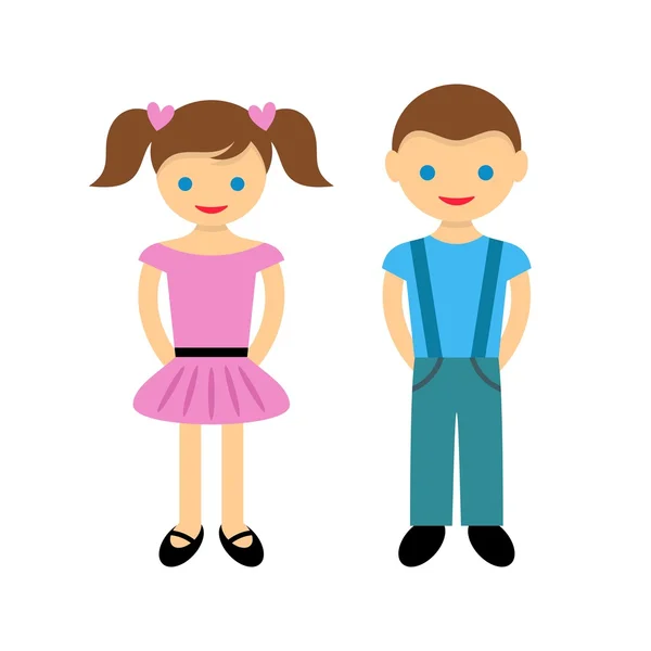 Niño y niña — Vector de stock