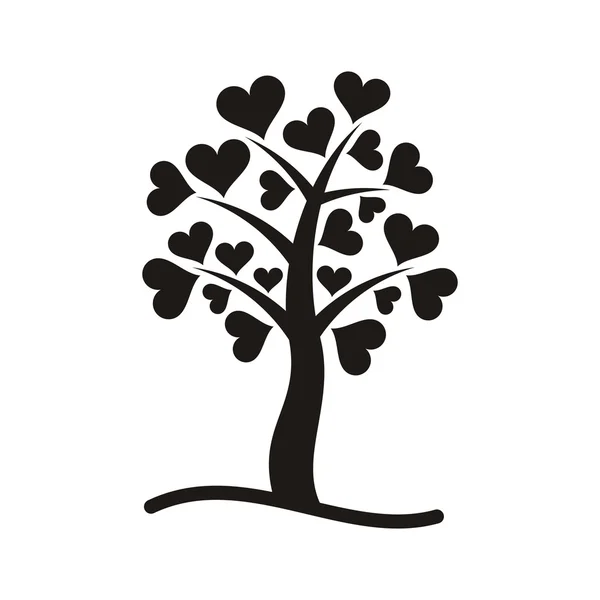 Árvore com folhas de coração — Vetor de Stock