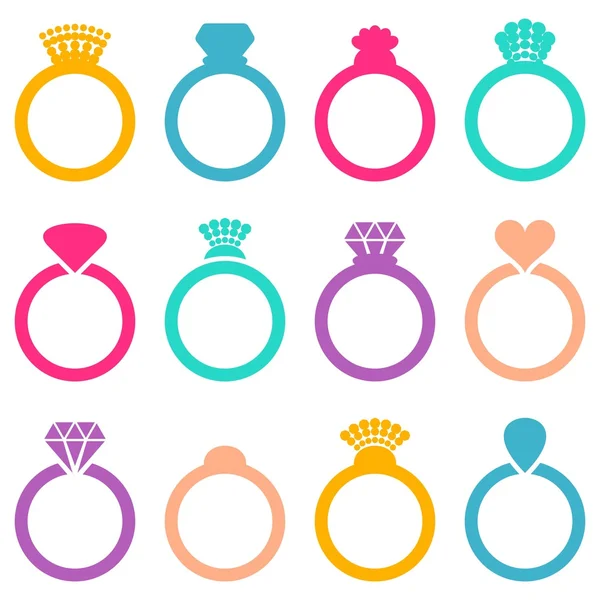 Γαμήλιο δαχτυλίδι εικονίδια — Διανυσματικό Αρχείο
