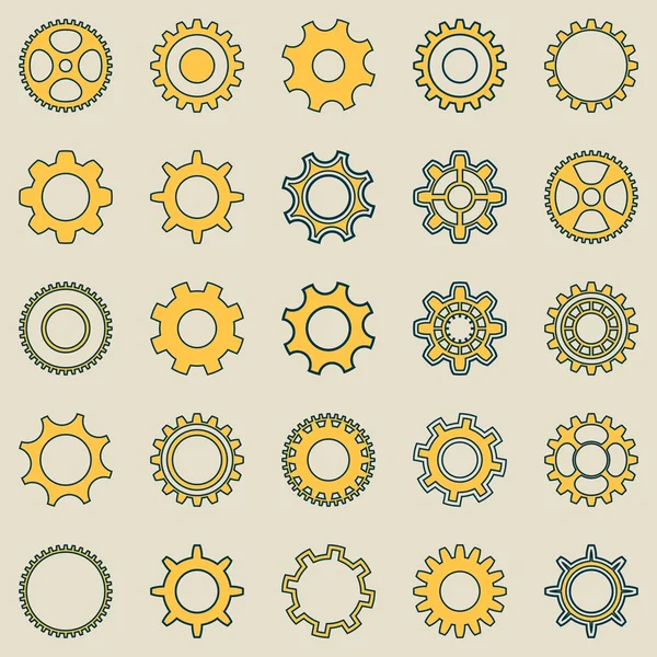 Coleção retro roda de engrenagem — Vetor de Stock