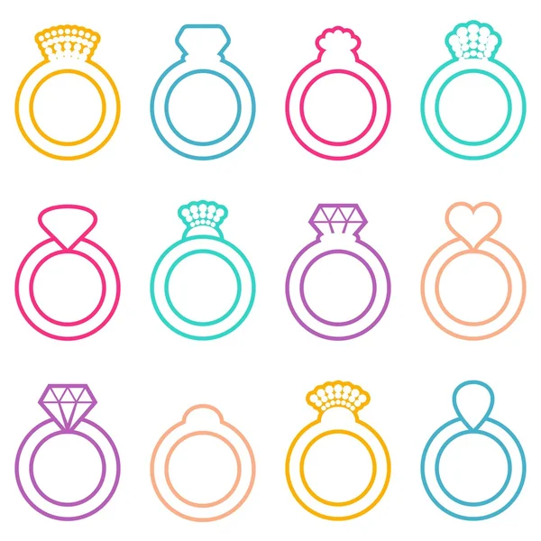 Iconos anillo de boda — Vector de stock