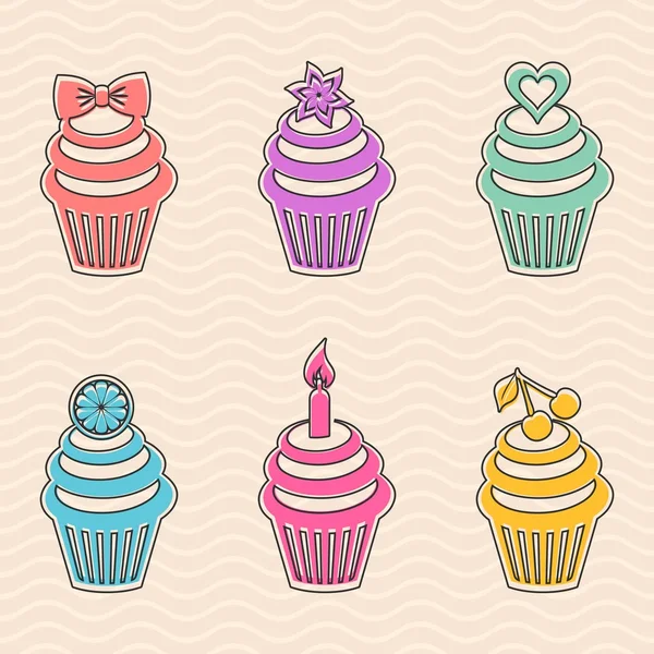 Kleurrijke cupcakes — Stockvector