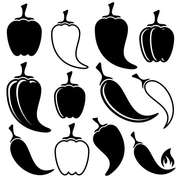 Vector black peppers icons