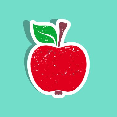 Kırmızı elma grunge etiket