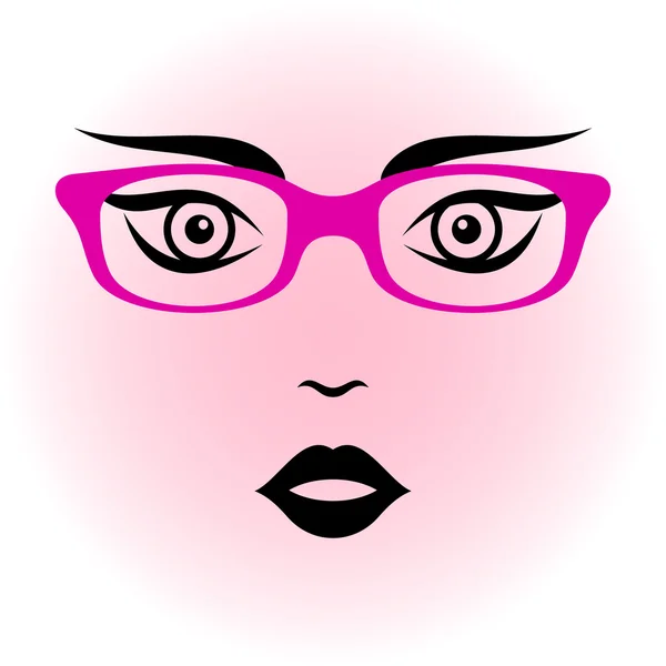 Cara de mujer con gafas — Vector de stock