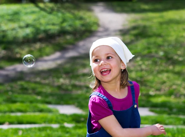 Girl with bubbles — Stock Photo, Image