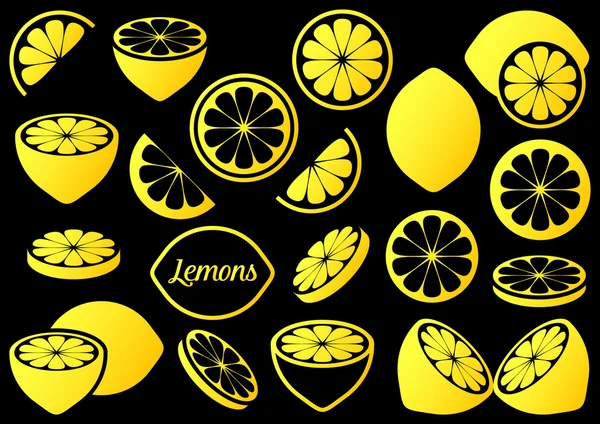 Iconos de limón — Vector de stock