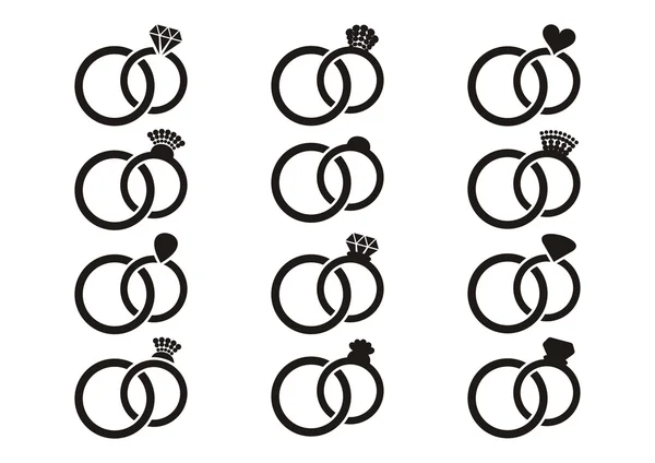 Anneaux de mariage vectoriels noirs icônes — Image vectorielle