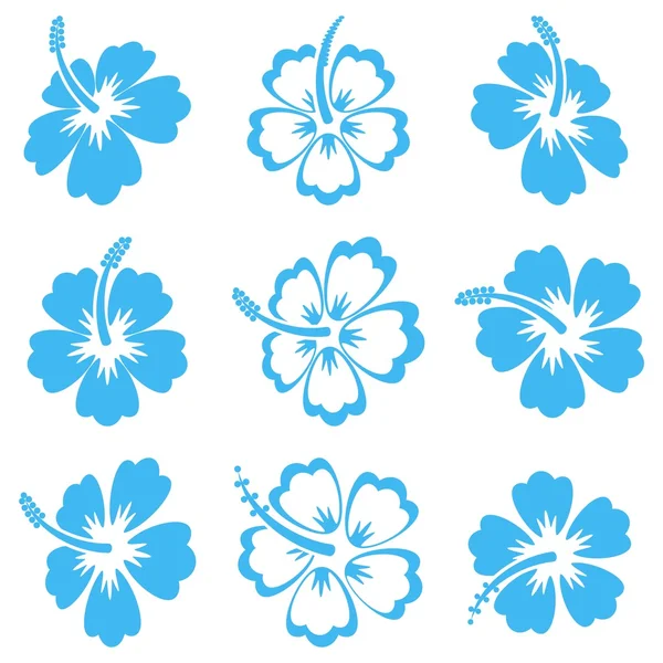 Icônes de silhouette d'hibiscus vectoriel — Image vectorielle
