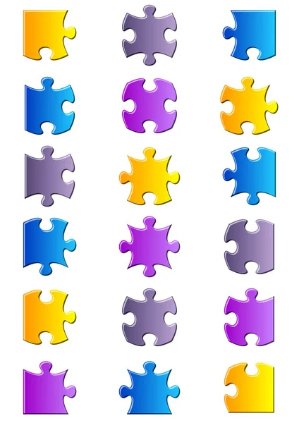 All possible shapes of jigsaw puzzle — Stock Vector