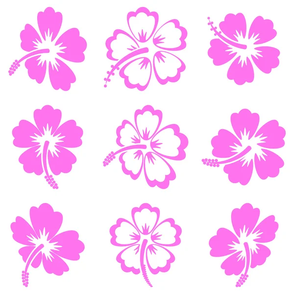 Vector hibiscus silhouet pictogrammen — Stockvector