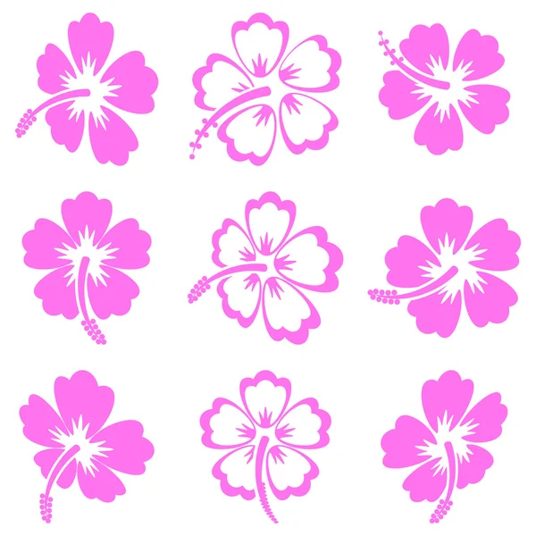 Vector iconos de silueta hibisco — Vector de stock