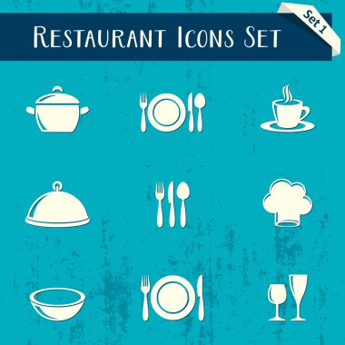Restoran simgeler retro koleksiyonu