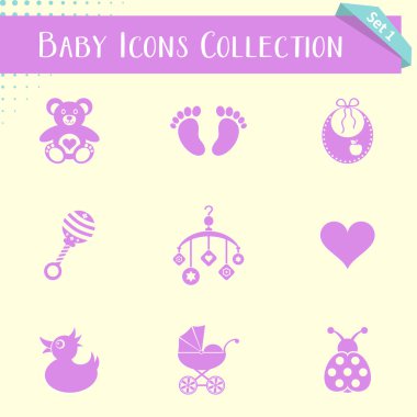 Bebek simgeler vintage koleksiyonu