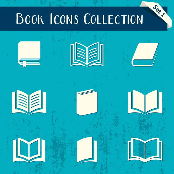 Boek pictogrammen retro collectie — Stockvector