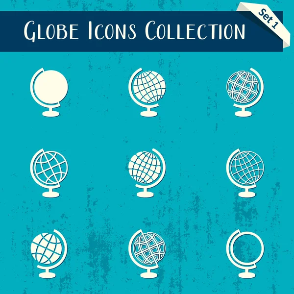 Globe pictogrammen retro collectie — Stockvector