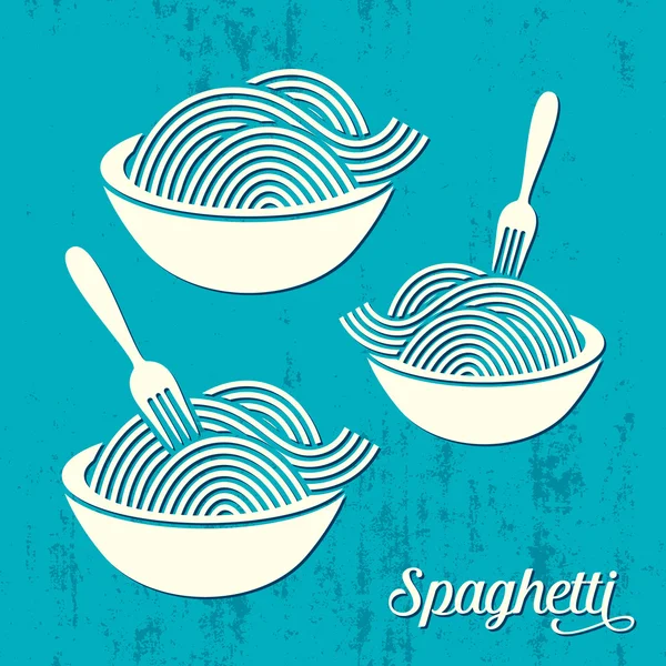 Spaghetti or noodle retro icons — Stock Vector