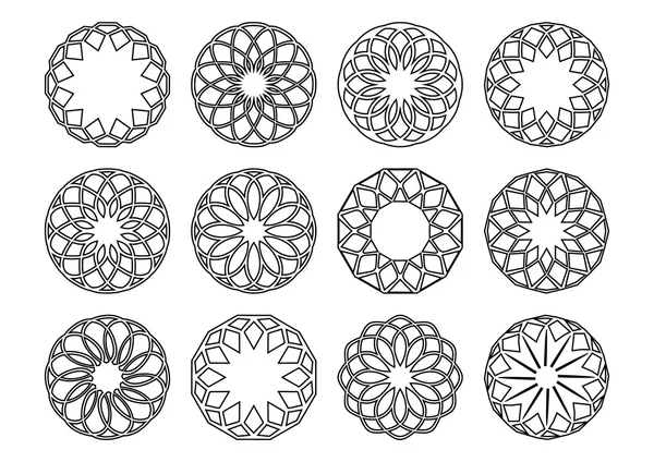 Ornamenti geometrici rotondi — Vettoriale Stock