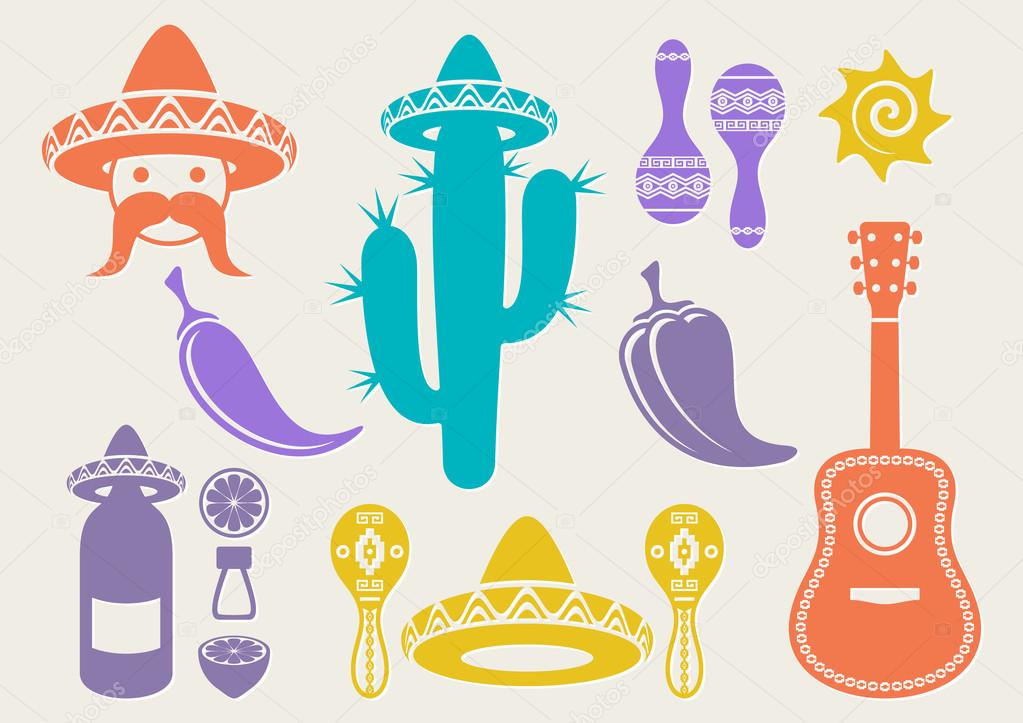 Mexico silhouette icons 