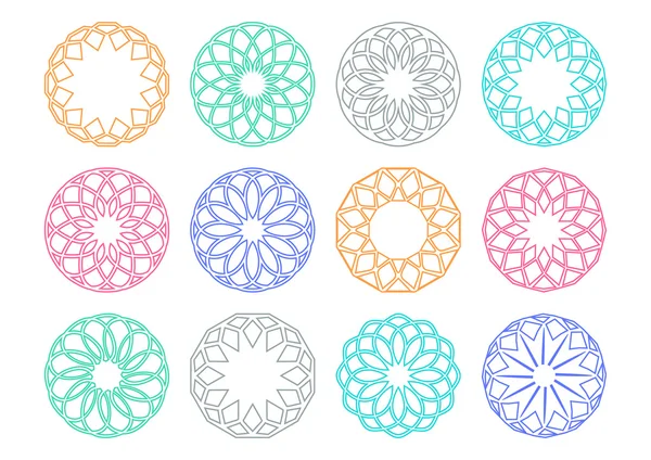 Round geometric ornaments — Stock Vector