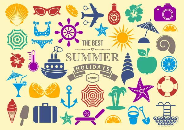 Summer icons — Stock Vector