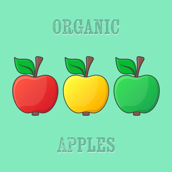 Manzanas verdes amarillas rojas — Vector de stock