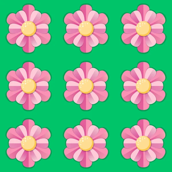 Roze bloemen op groene achtergrond — Stockvector