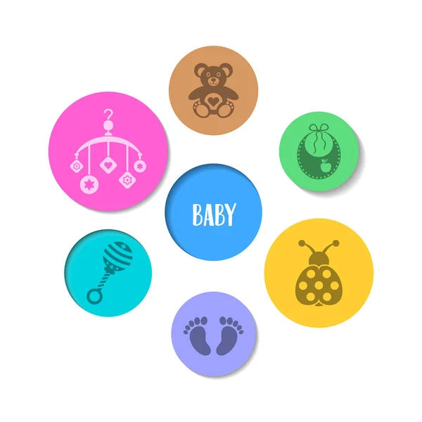 赤ちゃんアイコンでカラフルなデザイン — ストックベクタ