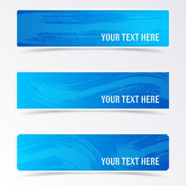 Blue vector banners with brush strokes clipart