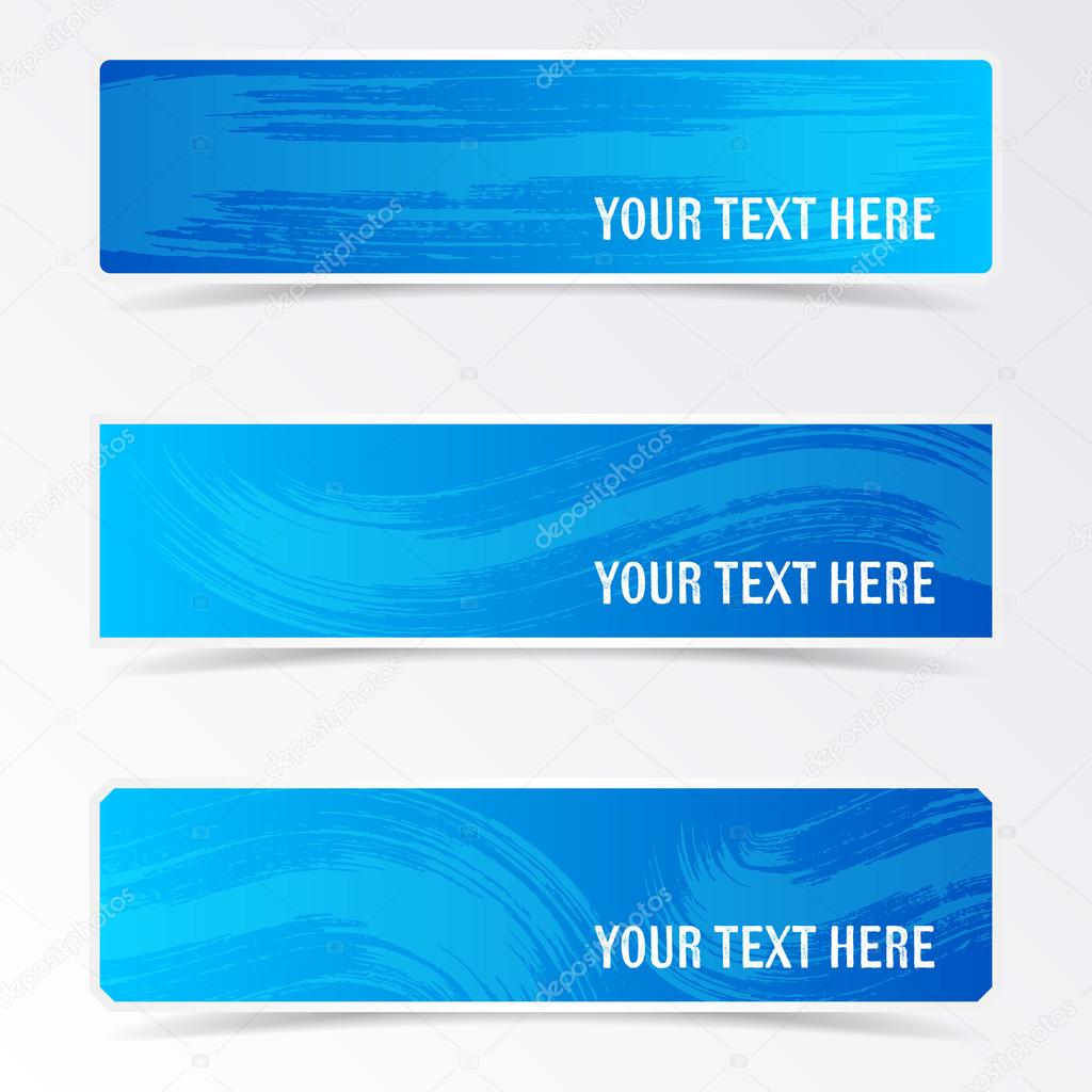 Blue vector banners with brush strokes