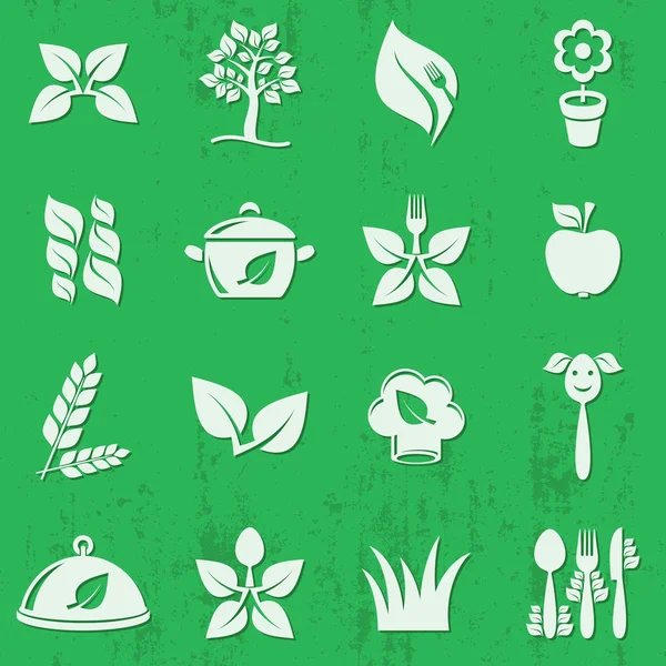 Vector vegetariano alimentos orgánicos iconos — Archivo Imágenes Vectoriales