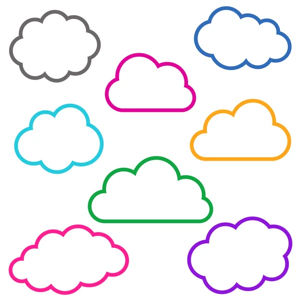 Colorful cloud outlines collection — Stock Vector