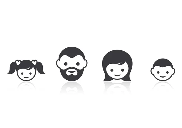 Family members face icons — Stock Vector