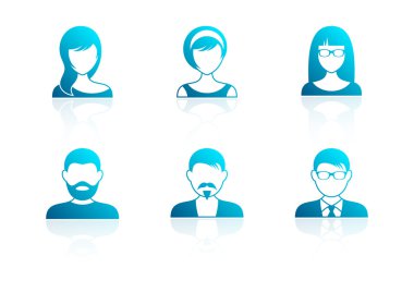 Mavi modern kadın ve erkek simgeler