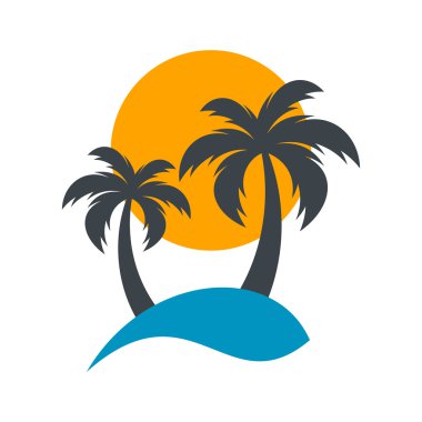 Güneş ve palmiye ağaçları illüstrasyon