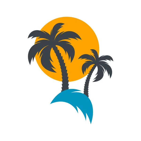 Illustratie van zon en palm bomen — Stockvector