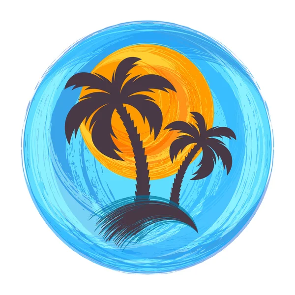 Sun and palm trees illustration — Stock Vector