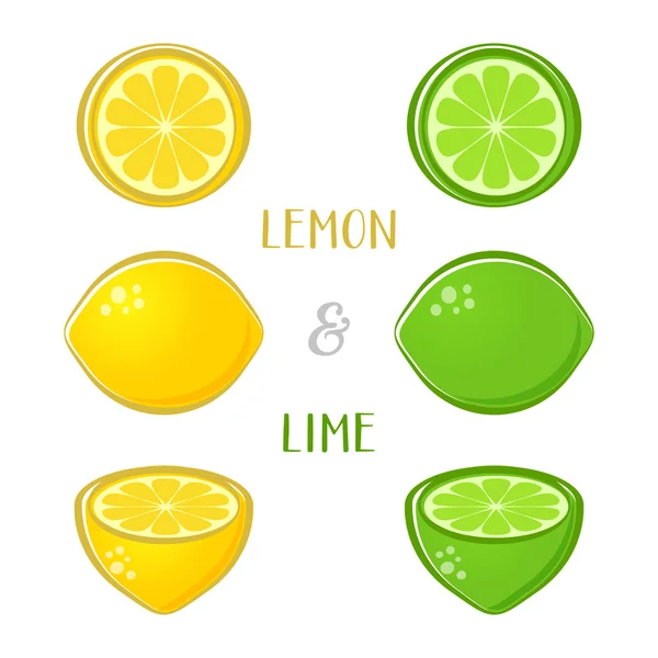 Ilustraciones vectoriales de limón y lima — Vector de stock