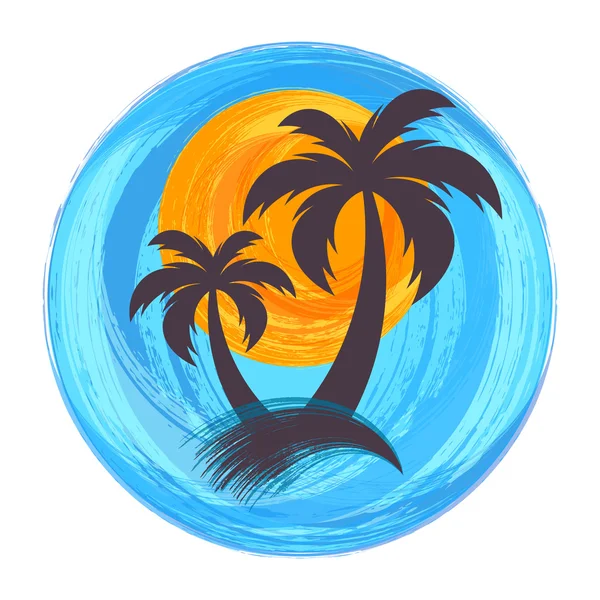 Sun and palm trees illustration — Stock Vector